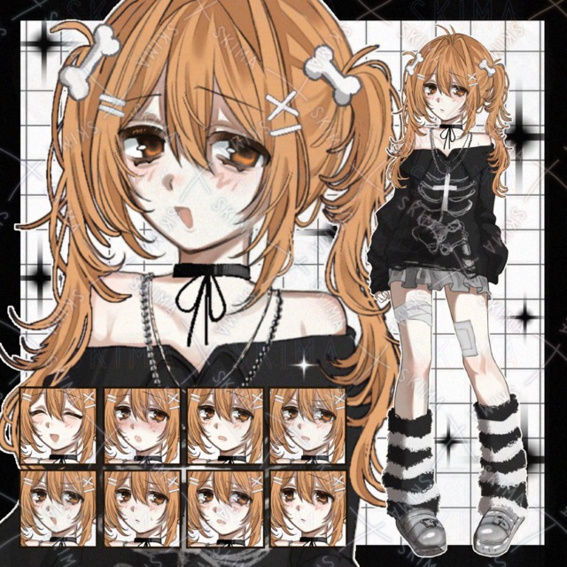 【表情差分10種】オレンジ髪の女の子