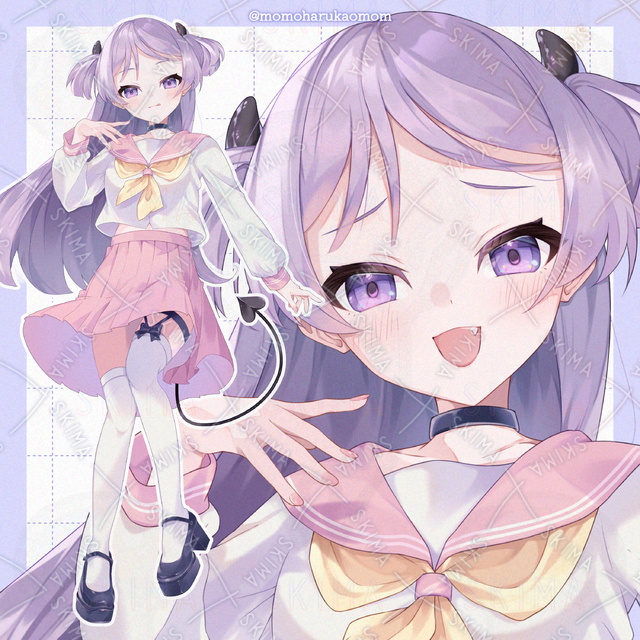 【小悪魔パーツ+表情9種】小悪魔な女の子