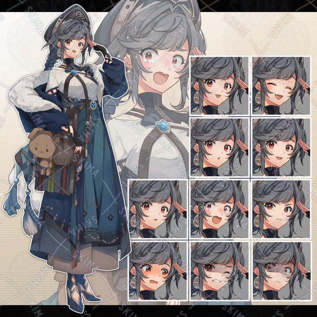 ファンタジー衣装の女性（表情10種）