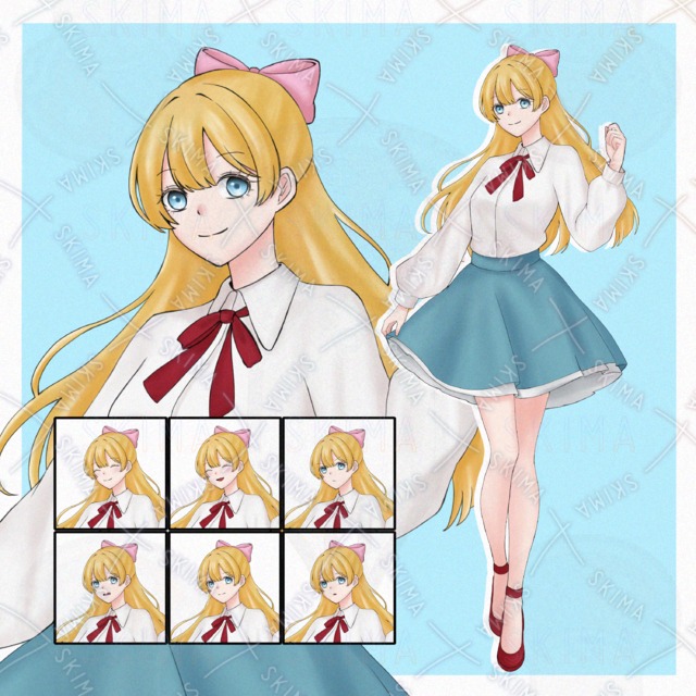 【表情差分6種】金髪碧眼の女の子