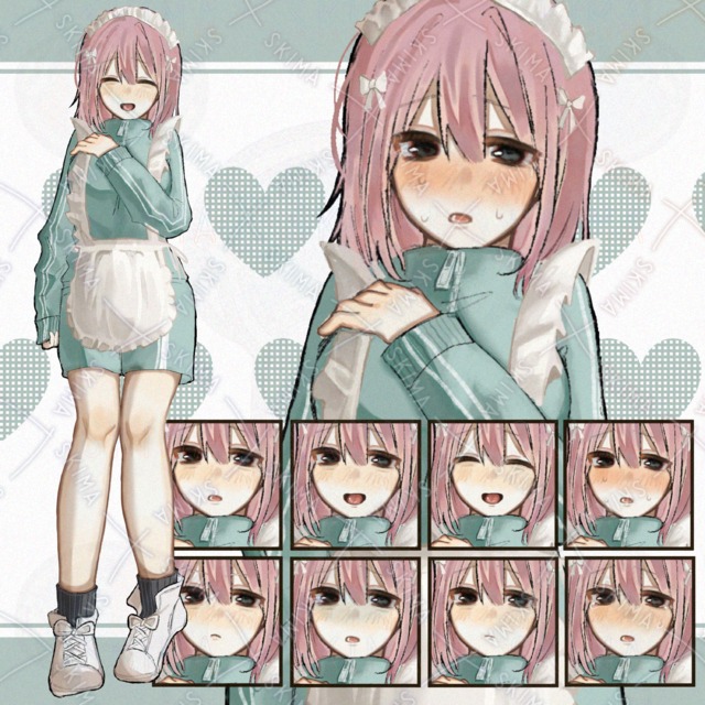 【表情差分8種】ジャージメイドの女の子