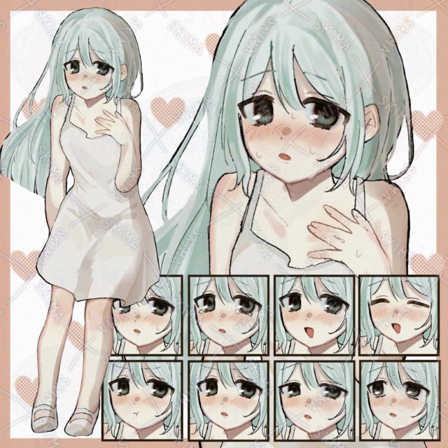 【表情差分10種】白いワンピースの女の子