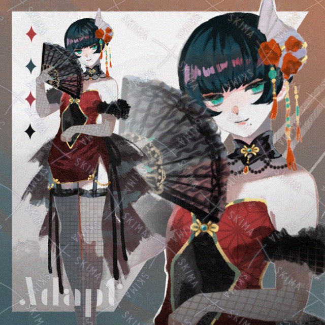 【差分6種】黒髪チャイナ服の女の子