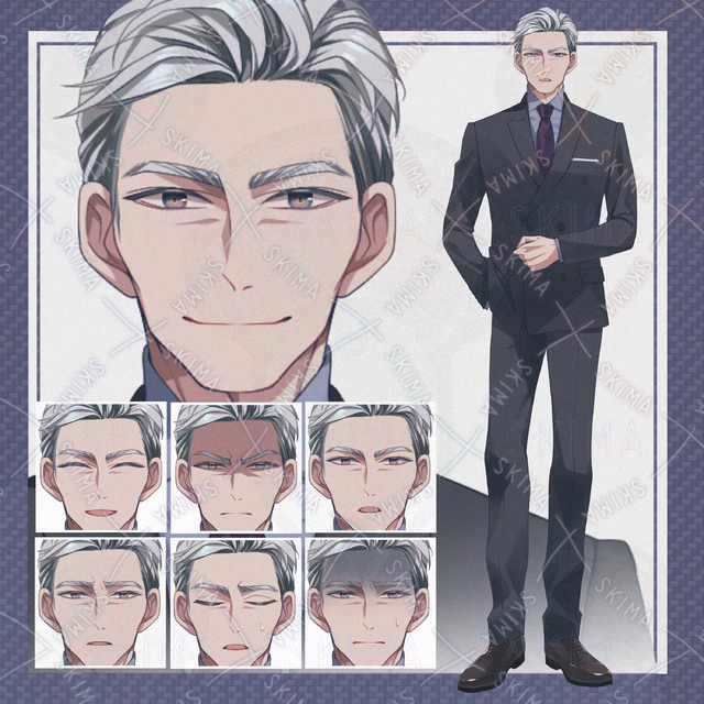 【表情７種】スーツの男性