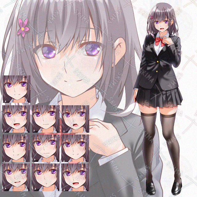 【表情10種】ブレザー制服少女