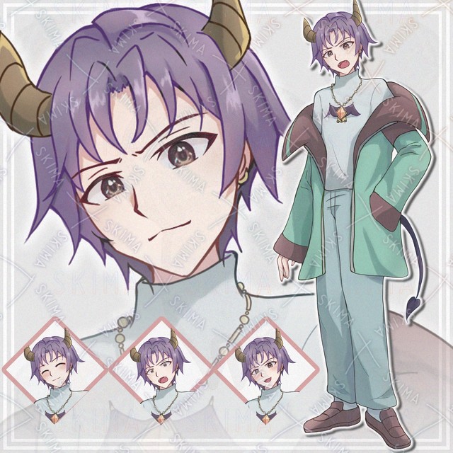 【表情8種＋オマケ差分1種】悪魔男性【立ち絵】