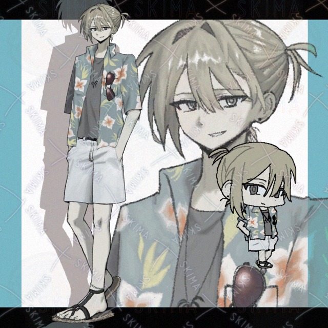 ハワイアン柄シャツの男性
