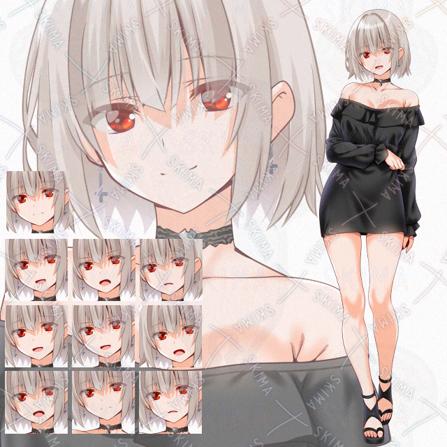 【表情10種】銀髪少女