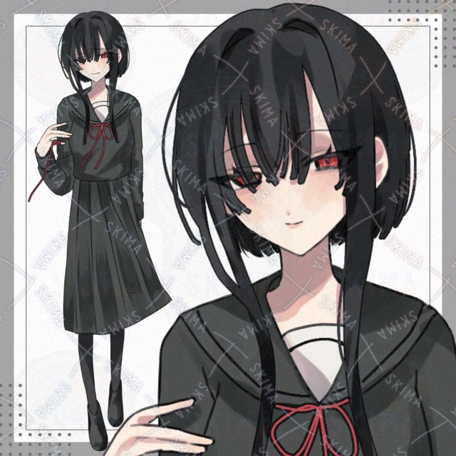 黒セーラーの少女【表情差分7種】