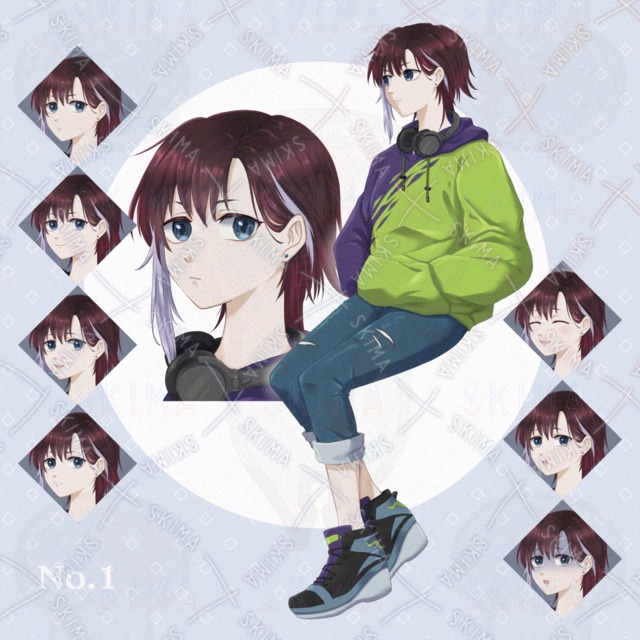 No.1派手パーカー女子【立ち絵+顔差分用アイコン7種類】