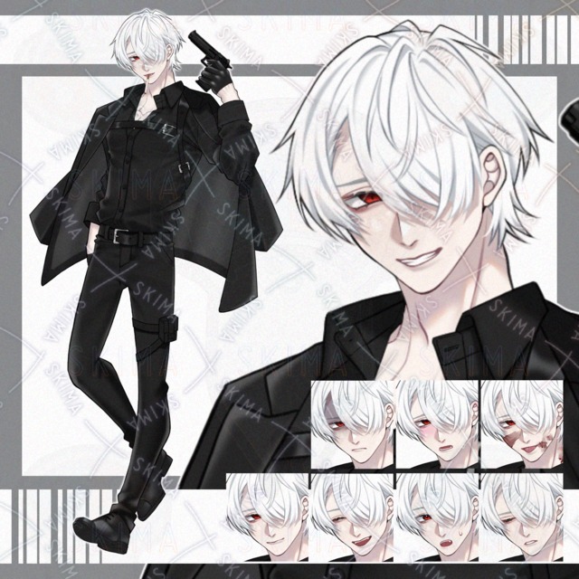【立ち絵】白髪/男性ｷｬﾗ【表情9種】