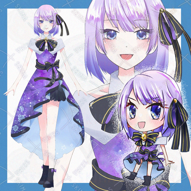 【表情５種　SDつき】紫ドレスの女の子