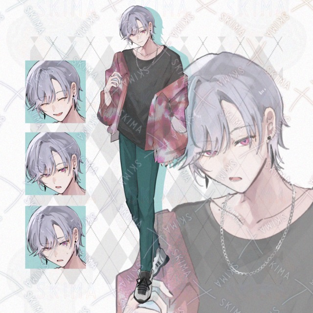 優しげな男性【全身立ち絵＋表情差分3種】