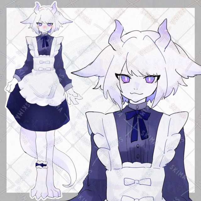 ドラゴン族の人外メイド【表情9種類】