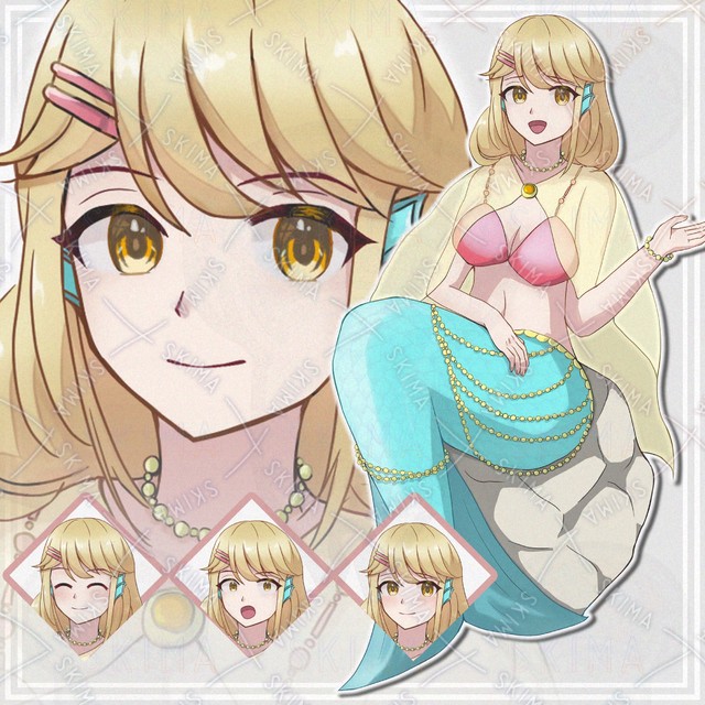 【表情8種】人魚の金髪女の子【立ち絵】