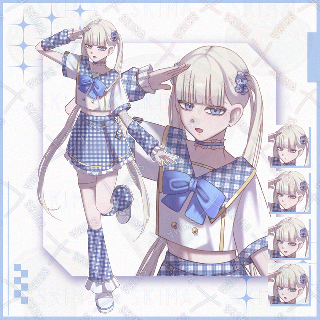 【表情5種】女性アイドル(青)