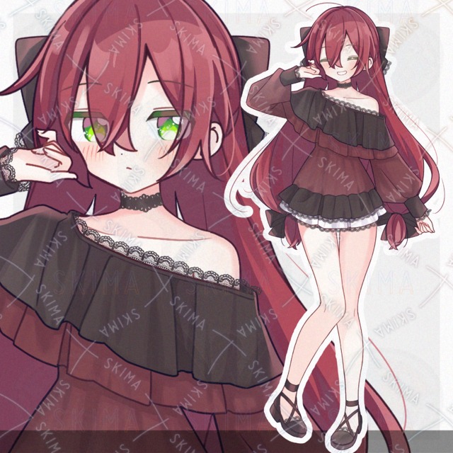 赤黒衣装を着た赤髪の子