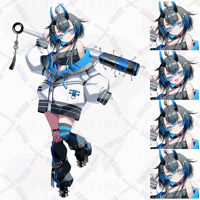 【表情4種】青鬼　女の子　立ち絵