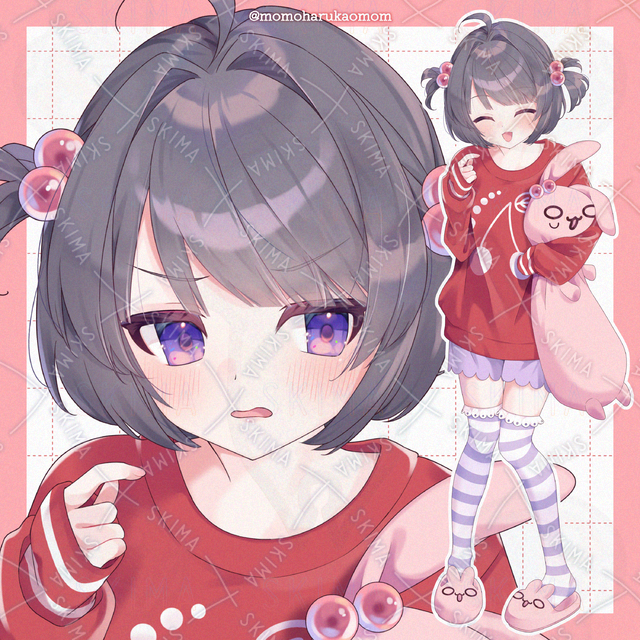 【表情10種】ルームウェア🍒無造作ツインテールの女の子立ち絵