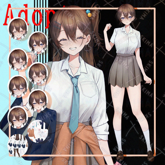 【Adopt11】女子学生(表情8種＋差分とアイテム全38種)