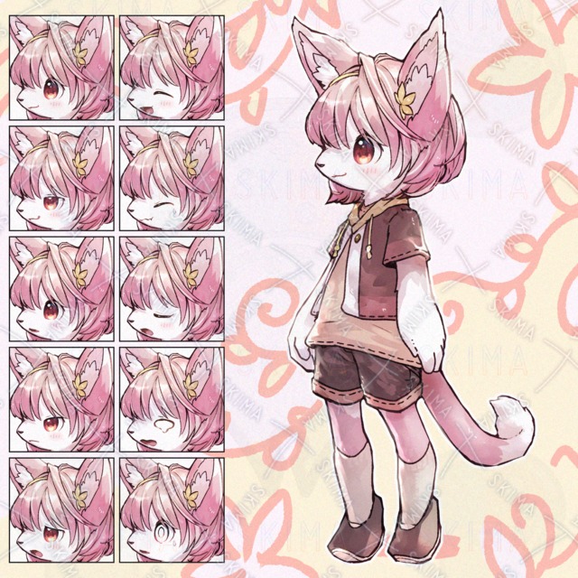 ピンクのねこっぽいいきもの【表情差分】