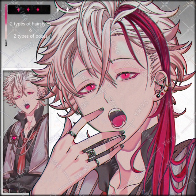 【ウエストサイズ】ダウナー×タレ目×赤メッシュ