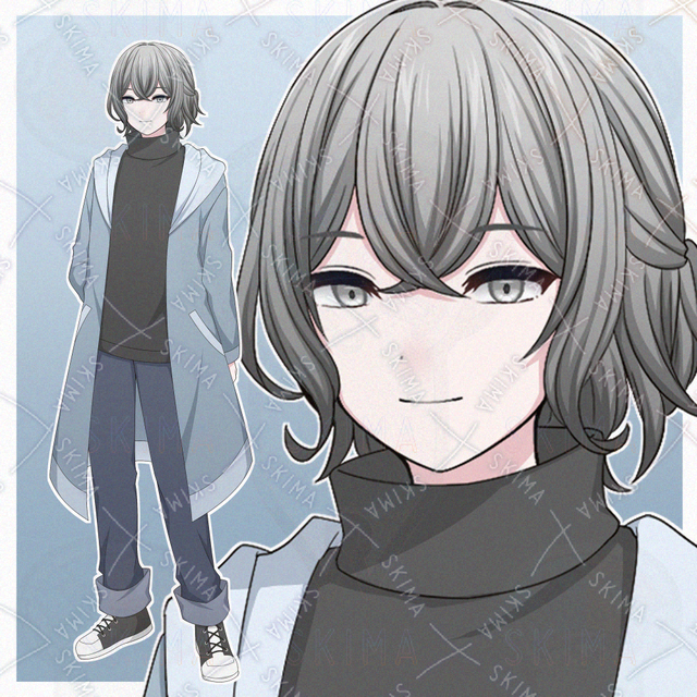 ふわふわヘアの私服の青年【表情差分10種】