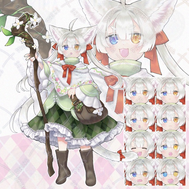 魔法使いの白い子猫【表情差分全10種】