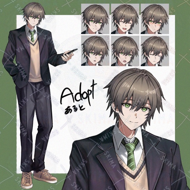 ［表情差分6種］制服を着た男の子