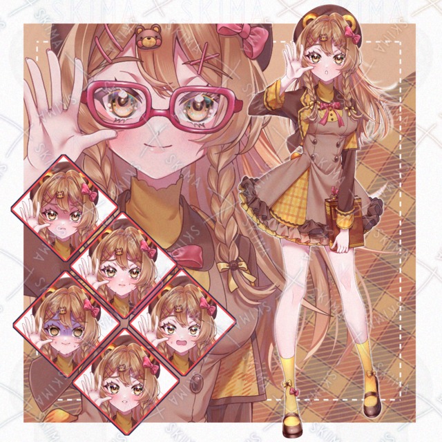 くまモチーフ【表情差分7種＋メガネ】