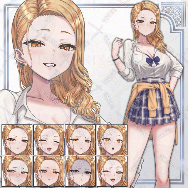 【表情9種】金髪　ギャル　ロング