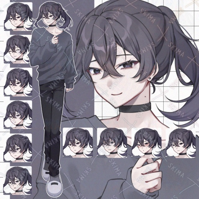 【表情10種】部屋着の男性