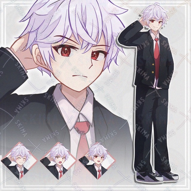 【表情8種】白髪制服男子【立ち絵】