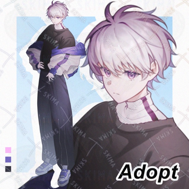 【Adopt】白髪青年 表情差分10種