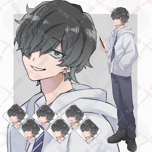 制服パーカー男子【表情6種】