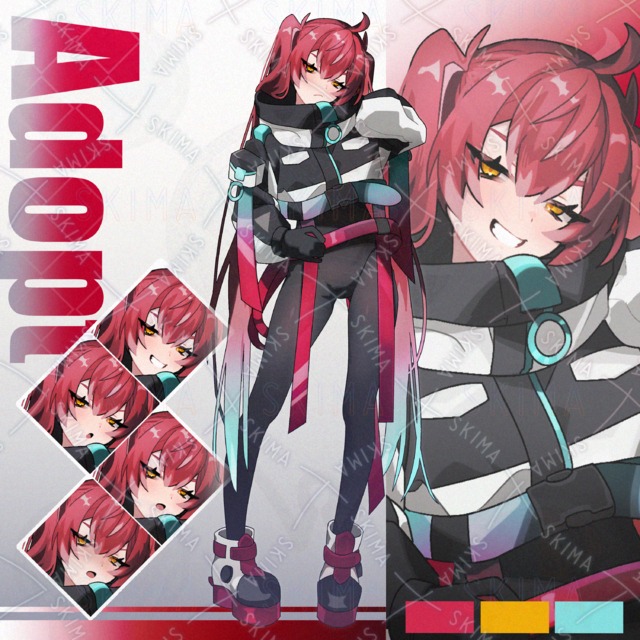 目つきの悪いツインテの女の子【表情5種】