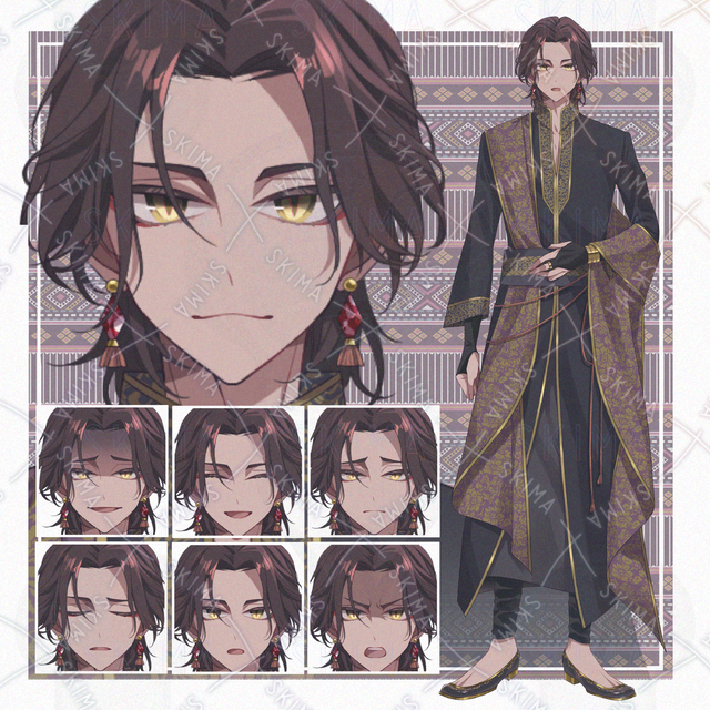 【表情７種】褐色の男性