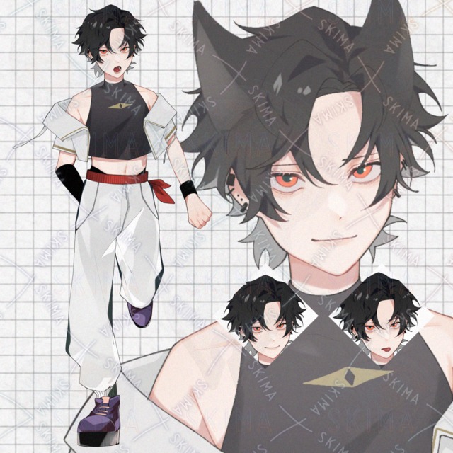 【表情5種+装飾】黒髪少年