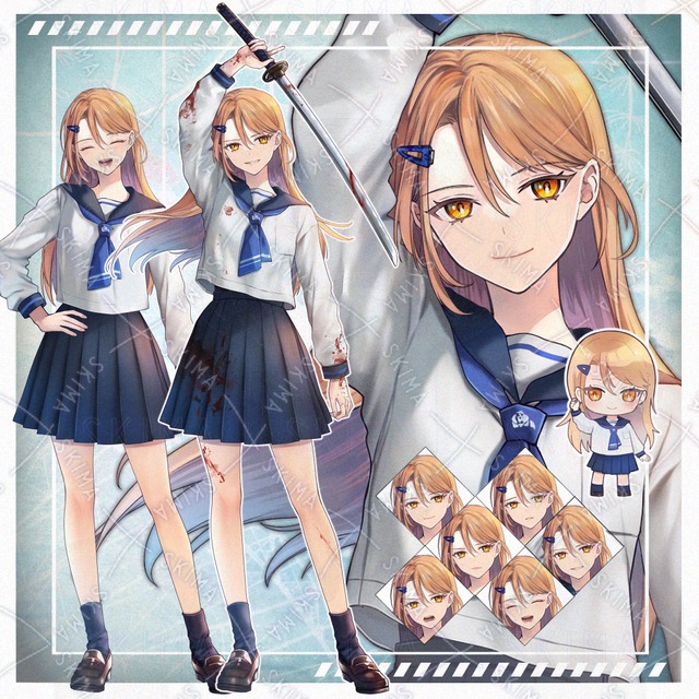 【adopt】セーラー服＋刀＋ミニキャラ