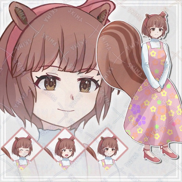 【表情8種】茶髪のリス女の子【立ち絵】