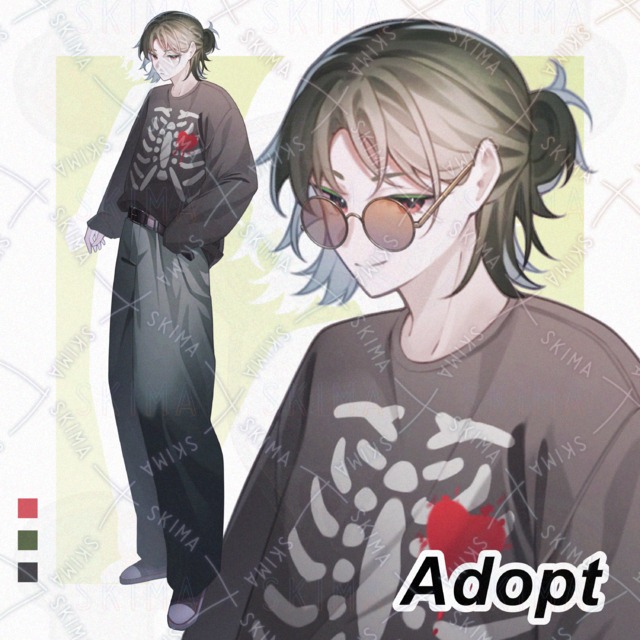 【Adopt】ハーフアップ青年 表情差分5種+サングラス