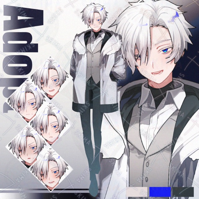 白髪の男性【表情6種】