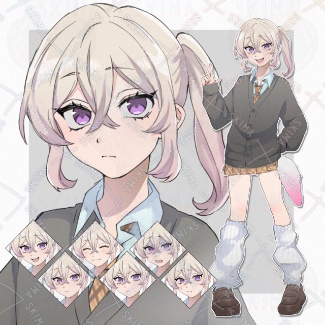 【限定お値下げ中】サイドテール制服女子【表情6種】
