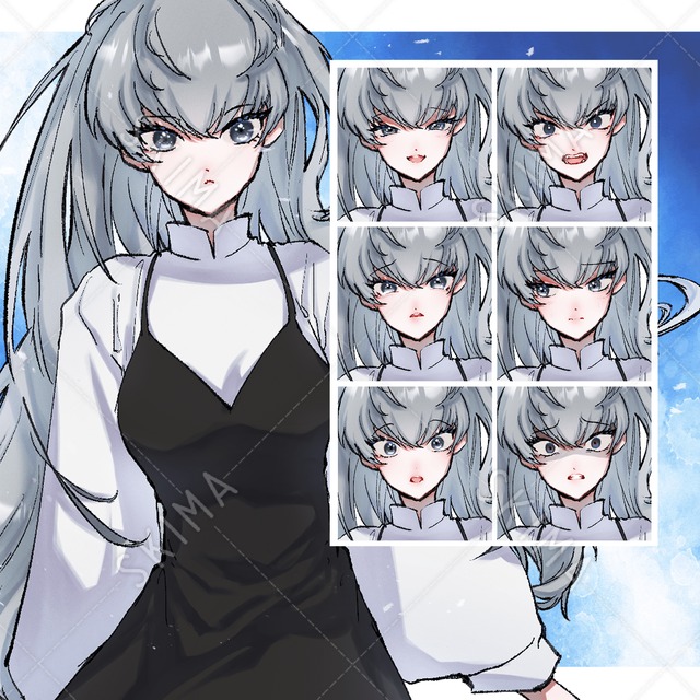 【6月値下げ】【表情７種】ブルーグレーの女の子