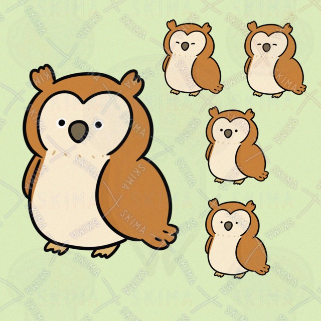 まるっこいみみずく（表情5種類）