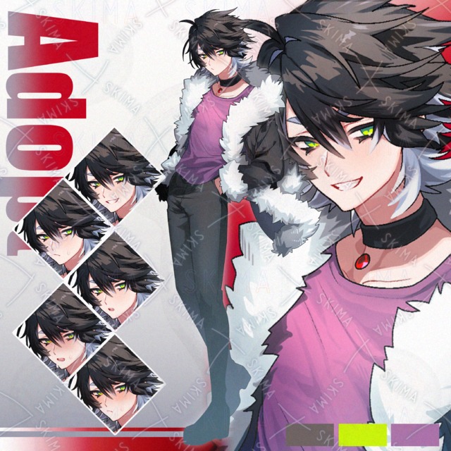 黒髪メッシュの男性【表情6種】