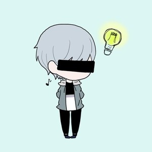 目を隠した男の子(ひらめき)