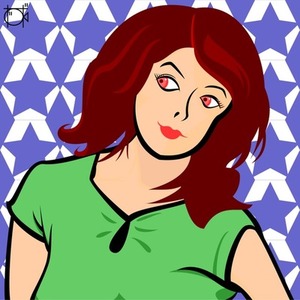 切り絵風のレトロな味のある女性のアイコン・イラスト！