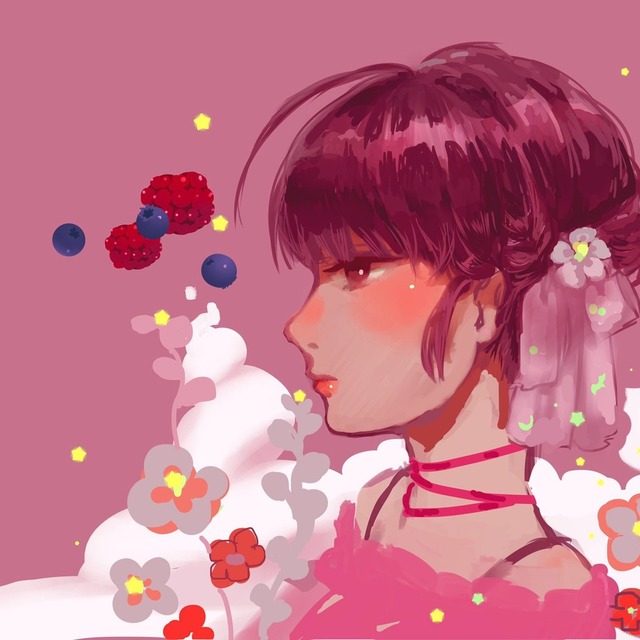 キラキラした女の子描いてます