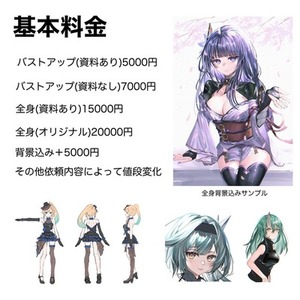 SNSアイコン、一枚絵、立ち絵等(女性キャラクター)